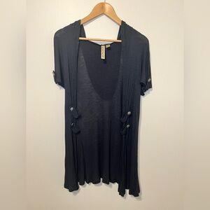 Eyeshadow Hooded Short Sleeve Lighweight Cardigan